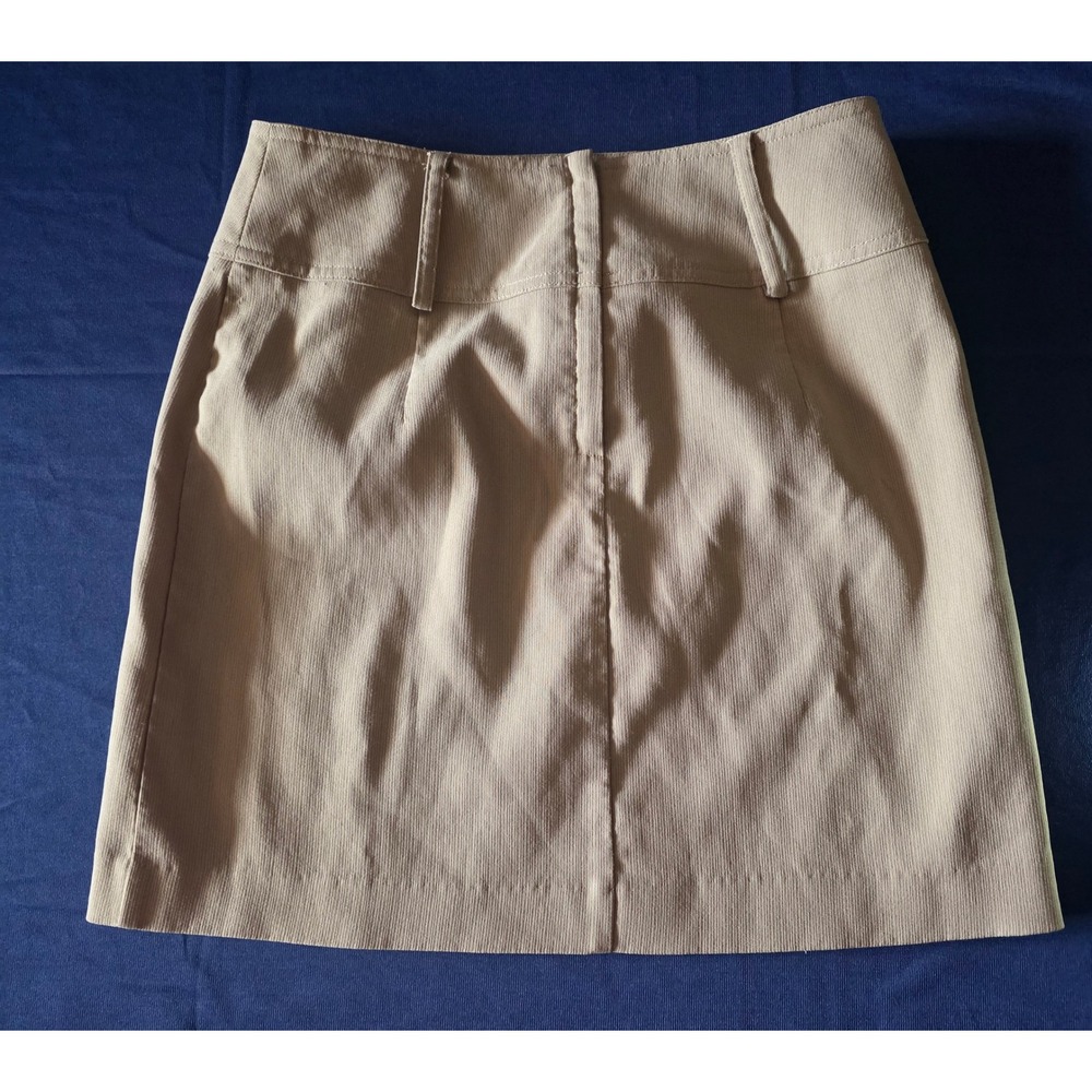 La Belle Khaki Ribbed Mini Skirt High Waisted Beige Size 3 Professional Y2K